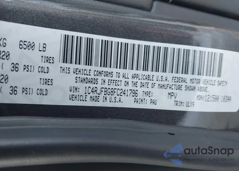 2015 Jeep Grand Cherokee Limited из США, поврежденный, VIN 1C4RJFBG8FC241796